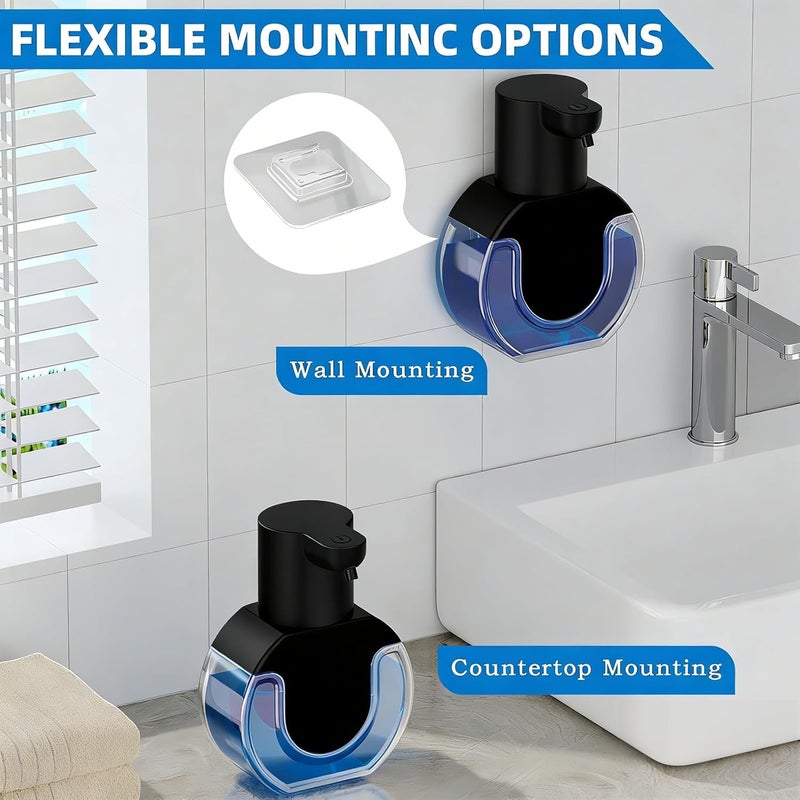 Ipefan Automatic Soap Dispenser Touchless,Rechargeable Foaming Soap Dispenser,15oz/420ml Smart Hand Soap Dispensers,4-Level Adjustable,Wall Mount for Bathroom Kitchen Dish Soap,Hands-Free (Black) - Image 5